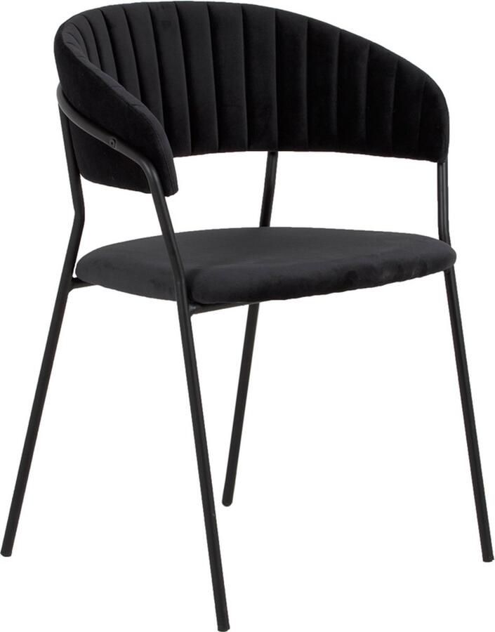 Giga Meubel Eetkamerstoel Zwart Velvet Stof & Metaal Zithoogte 48cm Stoel Turin Velvet Zwart Set van 2 - Foto 3