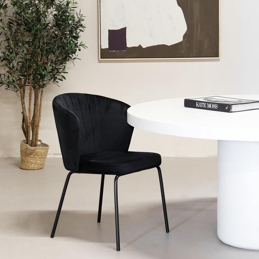 Giga Meubel Eetkamerstoel Velvet Zwart Metalen Onderstel Stoel Mendy Set van 2 - Foto 2
