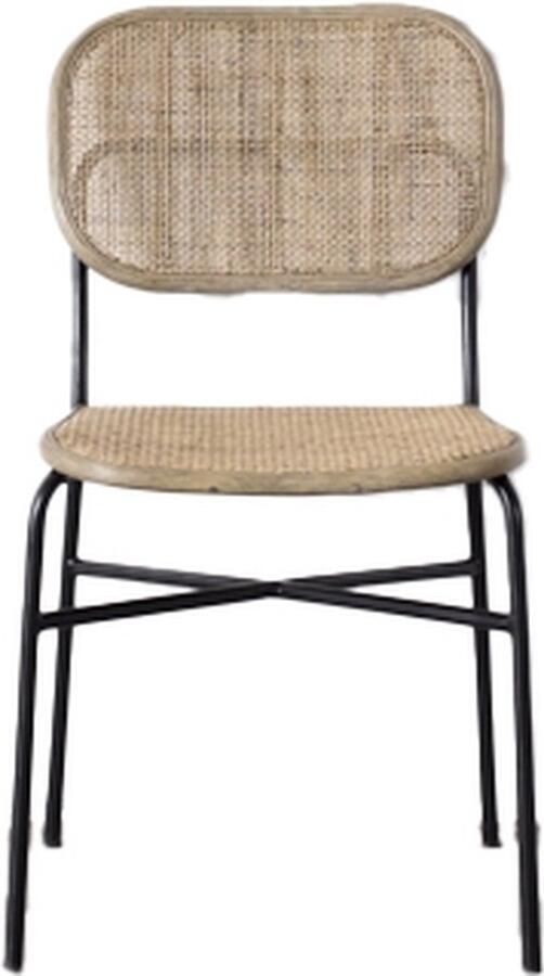 Giga Meubel Eetkamerstoel Webbing Grijs Metaal Rotan Set van 2