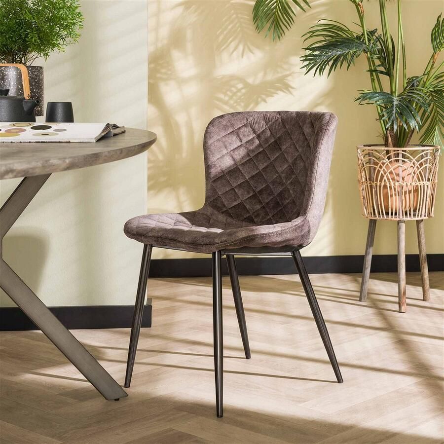 Giga Meubel Eetkamerstoel Zonder Armleuning Velvet Taupe Zithoogte 47cm
