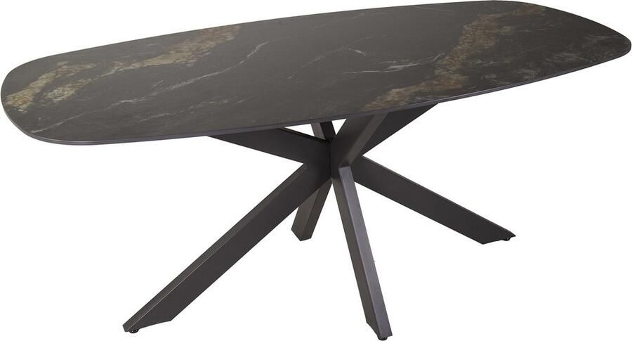 Giga Meubel Eetkamertafel Ceramic Fossil Zwart Keramiek 180x90x76cm