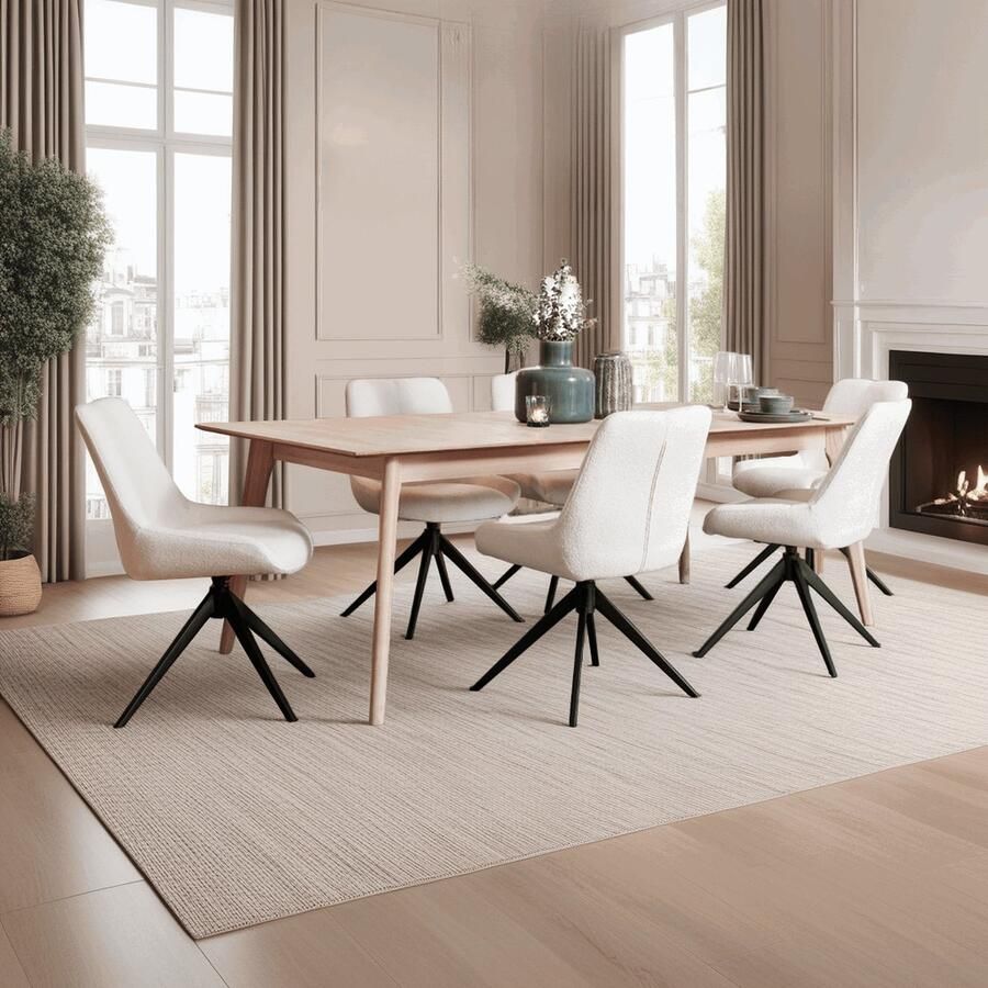 Giga Meubel Eetkamertafel Naturel Eikenhout 220x105x75cm Eetkamertafel Porto