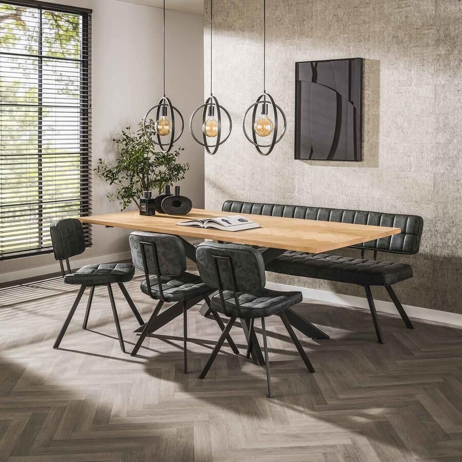 Giga Meubel Eetkamertafel Visgraat Fineer Rechthoekig 200cm Naturel Eiken