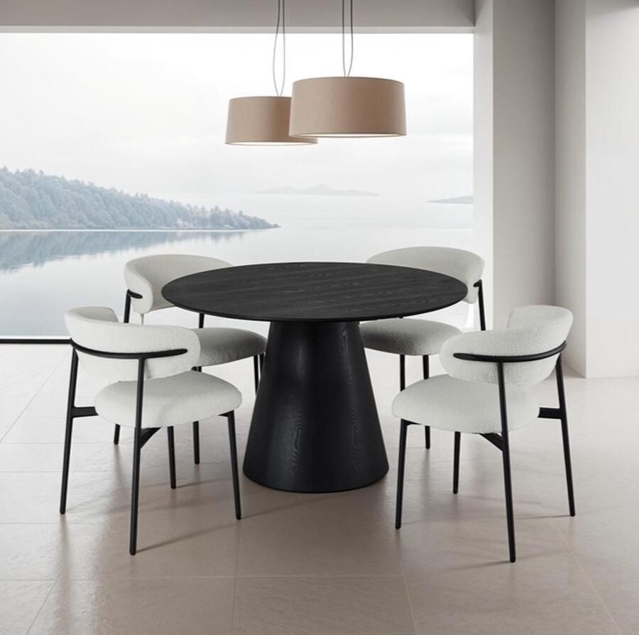 Giga Meubel Eetkamertafel Zwart Eikenhout 120x120x76cm Eetkamertafel Tango