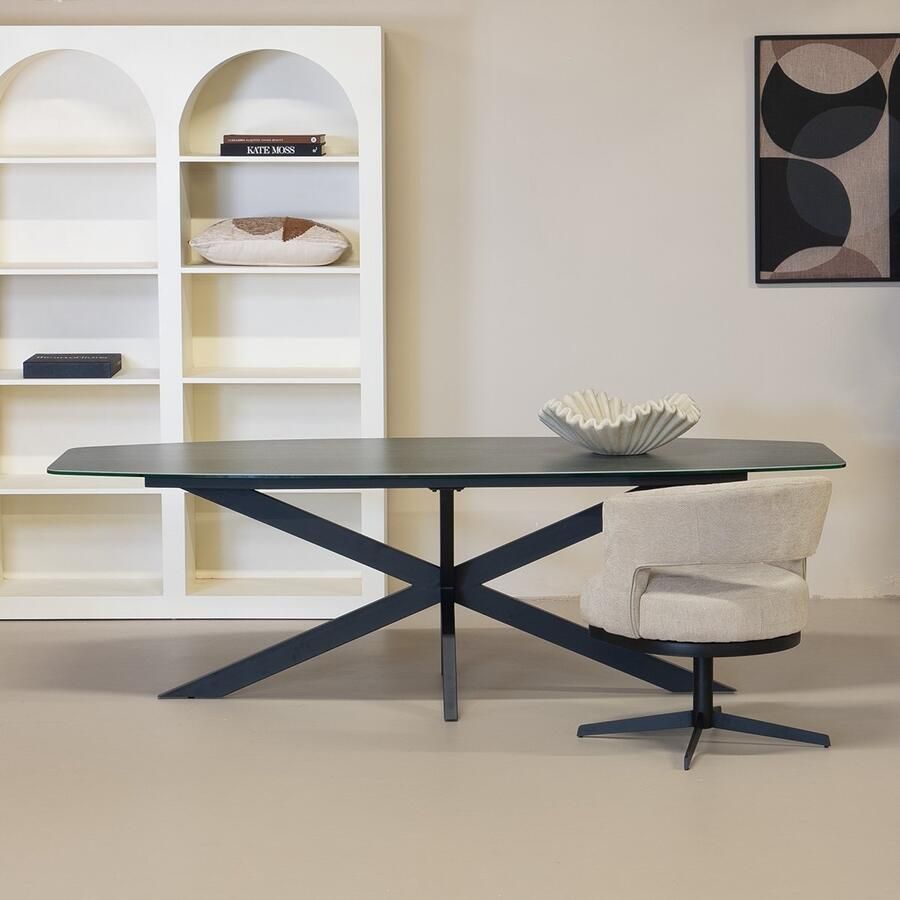 Giga Meubel Eettafel Deens Ovaal 240cm Keramisch Grijs X-Poot Alicia - Foto 2