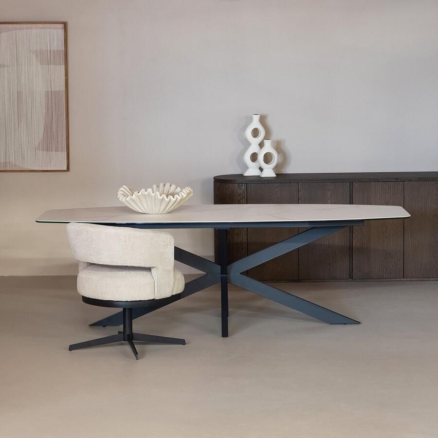 Giga Meubel Eettafel Alicia 200x100x76cm Wit Deens Ovaal Keramisch - Foto 3