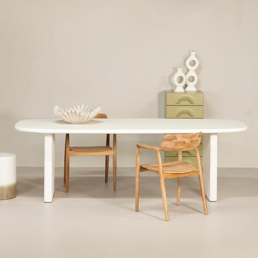 Giga Meubel Eettafel Beige Deens Ovaal 240cm Betonlook Eettafel Gin