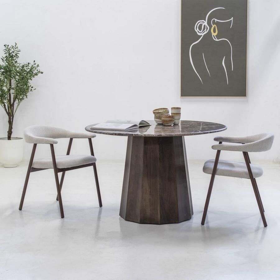 Giga Meubel Eettafel Bruin Marmer 120x120x76cm Eettafel Senna - Foto 3