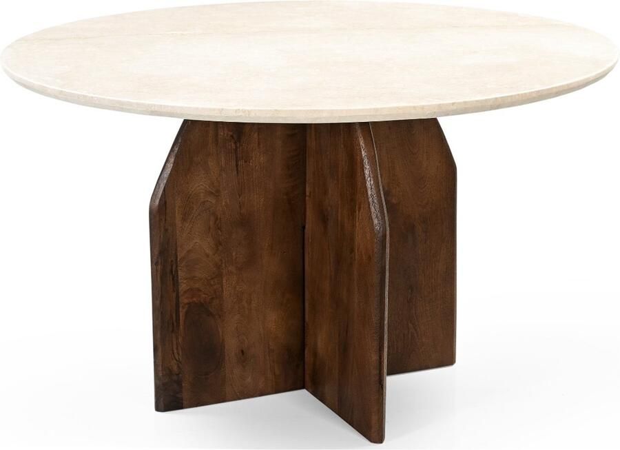 Giga Meubel Eettafel Danae Donkerbruin Marmer Ø130cm - Foto 2