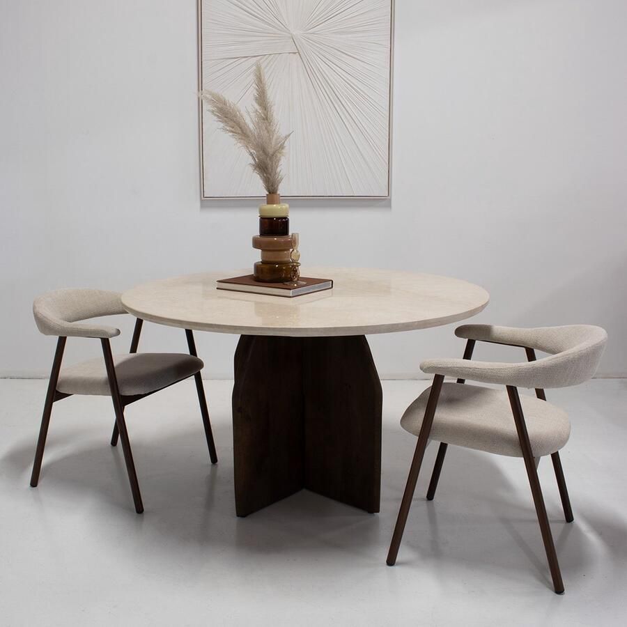 Giga Meubel Eettafel Danae Donkerbruin Marmer Ø130cm - Foto 4
