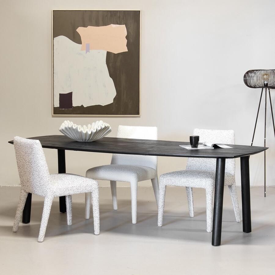 Giga Meubel Eettafel Deens Ovaal 200cm Zwart Mangohout 6-8 Personen Leone