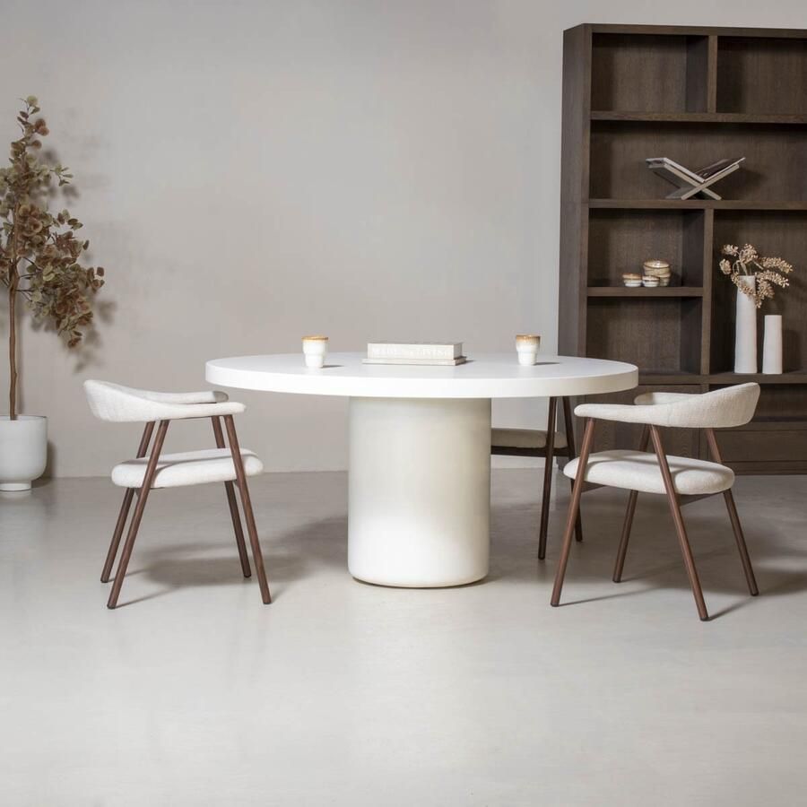 Giga Meubel Eettafel Eden Wit Eco Composiet Betonlook Rond 120x120x75cm