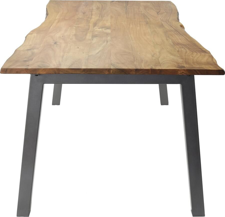 Giga Meubel Eetkamertafel Acaciahout 180cm Metalen Onderstel Tafel Edge