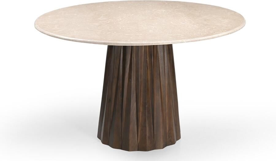 Giga Meubel Eettafel Rond Ø150cm Donkerbruin Marmer Mangohout Faiza - Foto 2