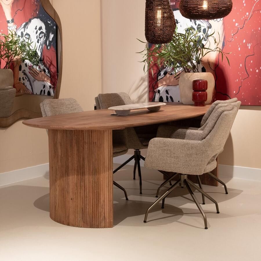 Giga Meubel Eettafel Deens Ovaal 200cm Bruin Mangohout Feline - Foto 5