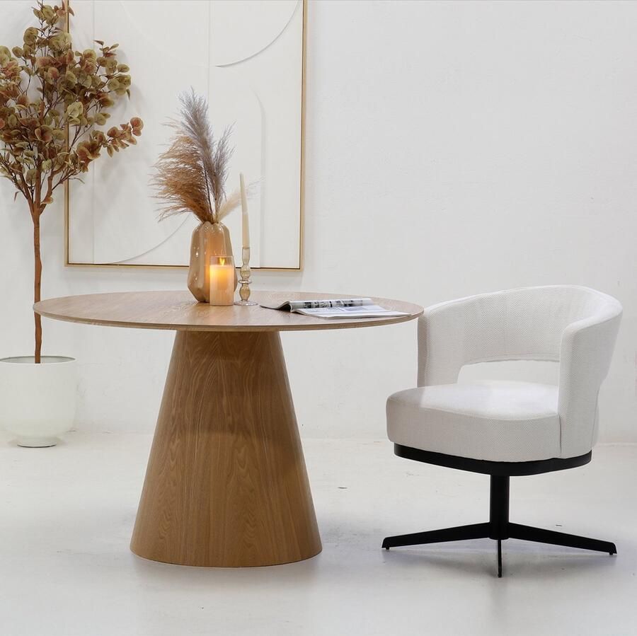 Giga Meubel Eettafel Rond Naturel 120x120x75cm Fynn