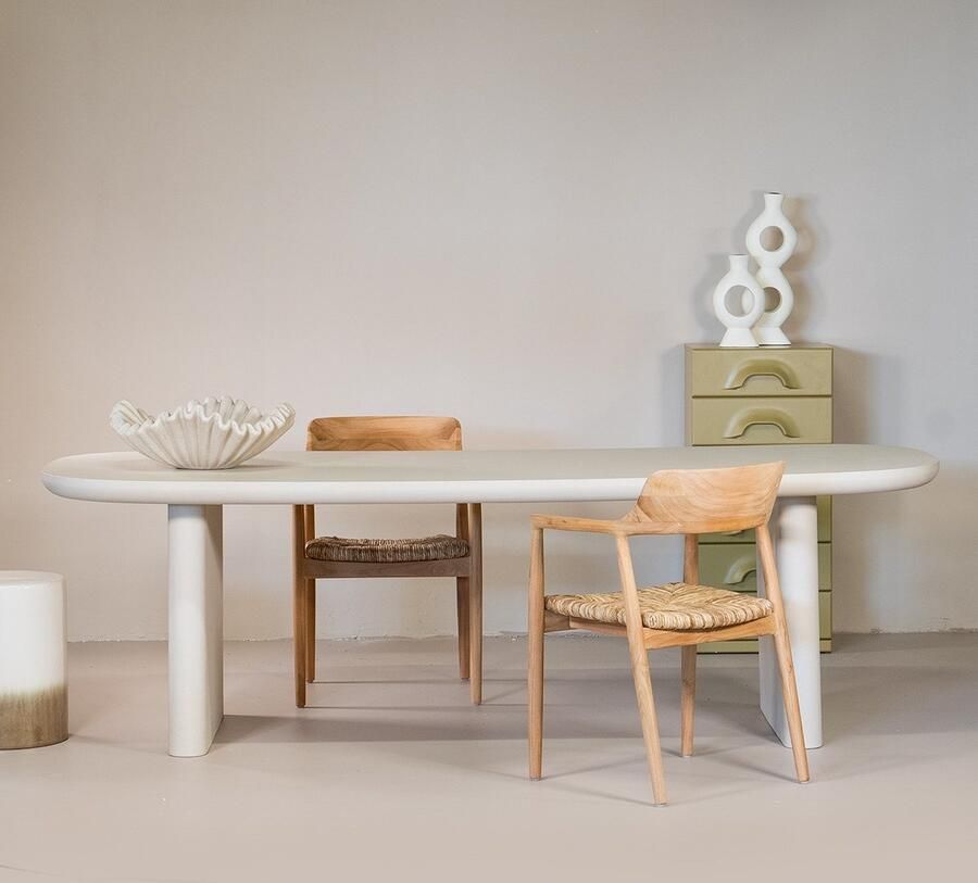 Giga Meubel Eettafel Maya Deens Ovaal Beige Betonlook 300x100x75cm