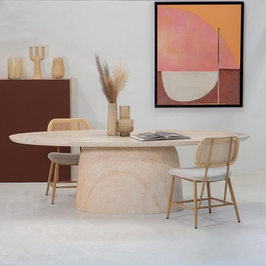 Giga Meubel Eettafel Myrna Ovaal 240cm Naturel Betonlook