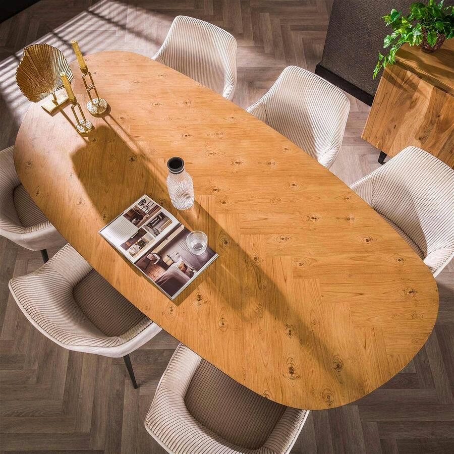 Giga Meubel Eettafel Organisch 215cm Visgraat Teakhout 6-8 Personen - Foto 2