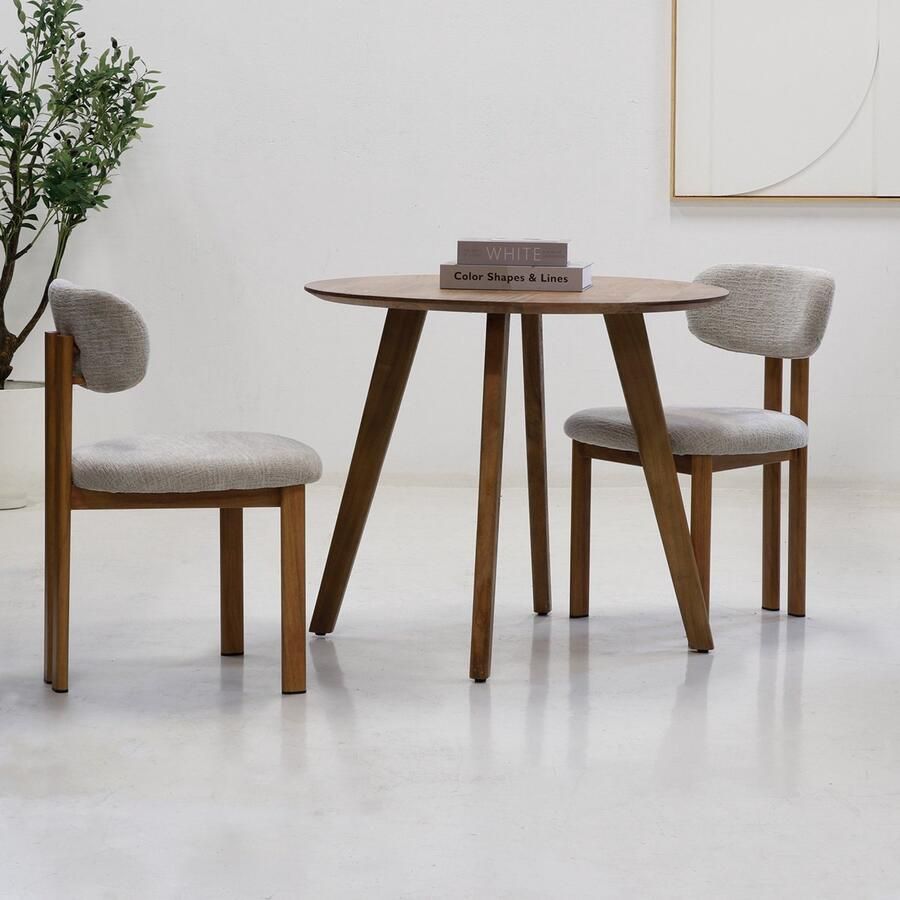 Giga Meubel Eettafel Rond Naturel Mangohout 90x90x76cm Oslo