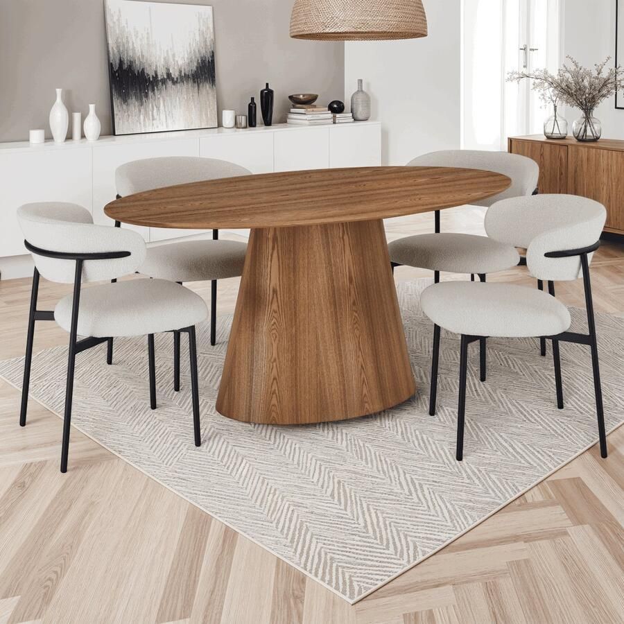 Giga Meubel Eetkamertafel Ovaal 160x90cm Naturel Eikenhout 4-6 Personen - Foto 2