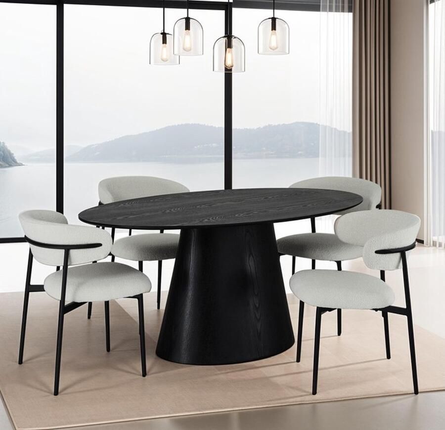 Giga Meubel Eetkamertafel Ovaal 160x90cm Zwart Eikenhout 4-6 Personen