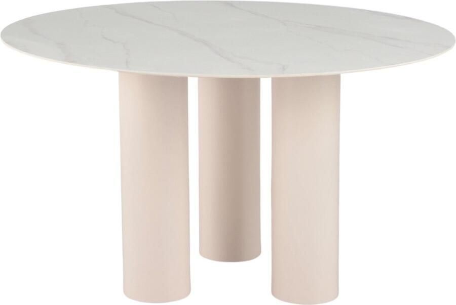 Giga Meubel Eettafel Wout Rond Wit Keramiek 4 Personen 130x130x76cm