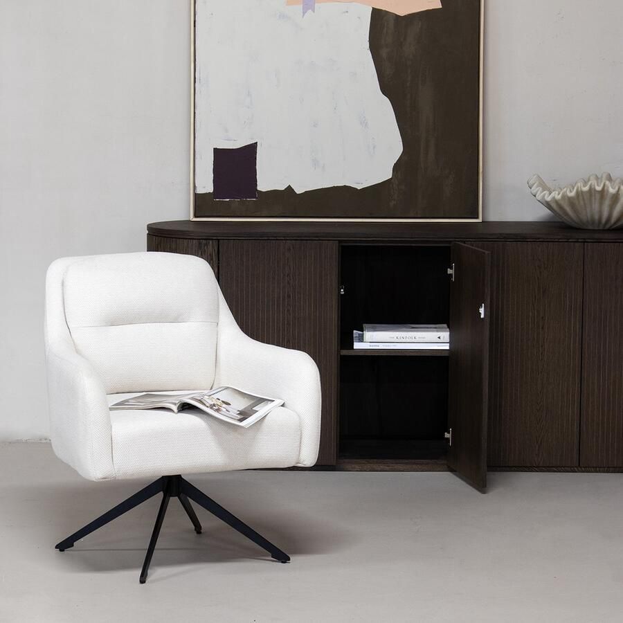 Giga Meubel Fauteuil Beige Draaibaar Stof en Metaal Fauteuil Matthias - Foto 2