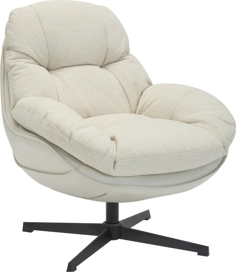 Giga Meubel Draaifauteuil Beige Stof en Metaal 88x81x91cm Fauteuil Leonne