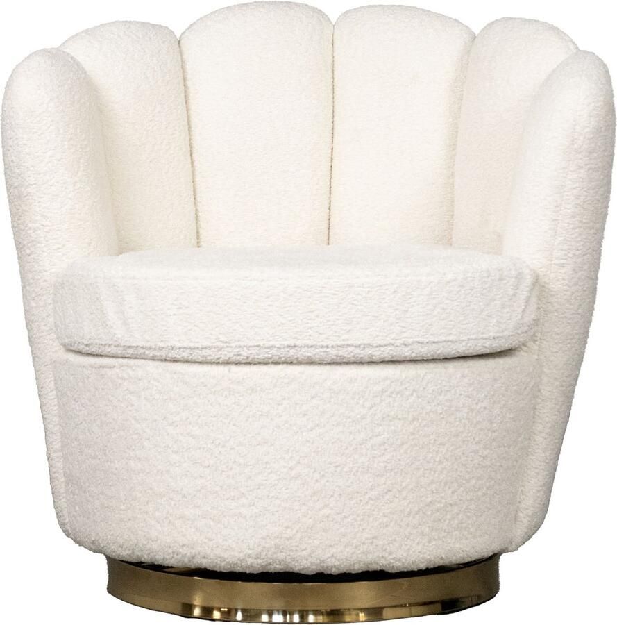 Giga Meubel Teddy Fauteuil Wit Met Gouden Onderstel Fauteuil Quinty - Foto 2