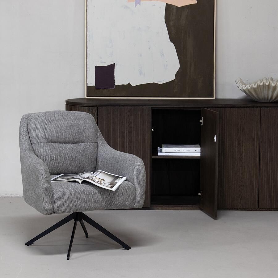 Giga Meubel Fauteuil Taupe Draaibaar Stof en Metaal Fauteuil Matthias - Foto 2