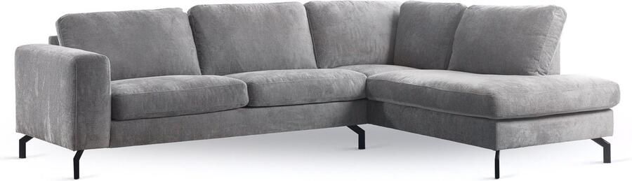 Giga Meubel Hoekbank 3-Zits Vierkant Stof Grijs Rechts 262x206x84cm Harmony