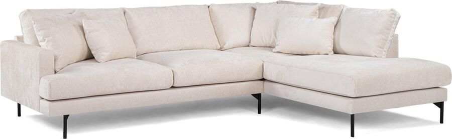 Giga Meubel Hoekbank Stof Champagne Zwart 3-Zits Rechts Loris - Foto 3