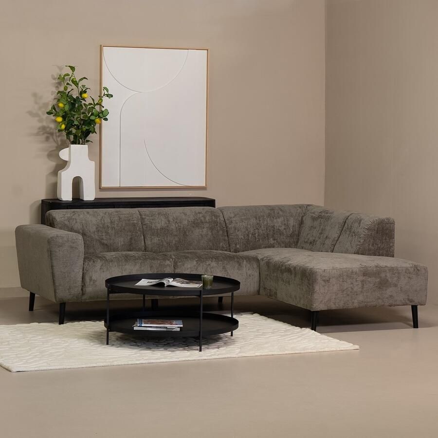 Giga Meubel Hoekbank Taupe 3-Zits Rechts 242x160x73cm Turin