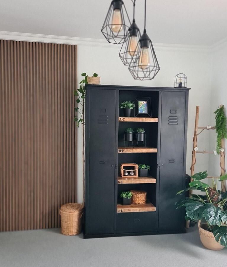 Giga Meubel Boekenkast Zwart Metaal Hout Industriële Boekenkast - Foto 3