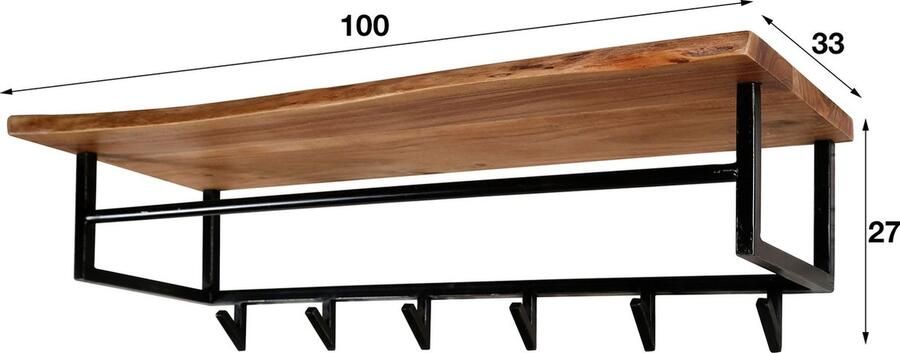 Giga Meubel Kapstok Acaciahout 6 Haken Met Hoedenplank Kapstok Edge
