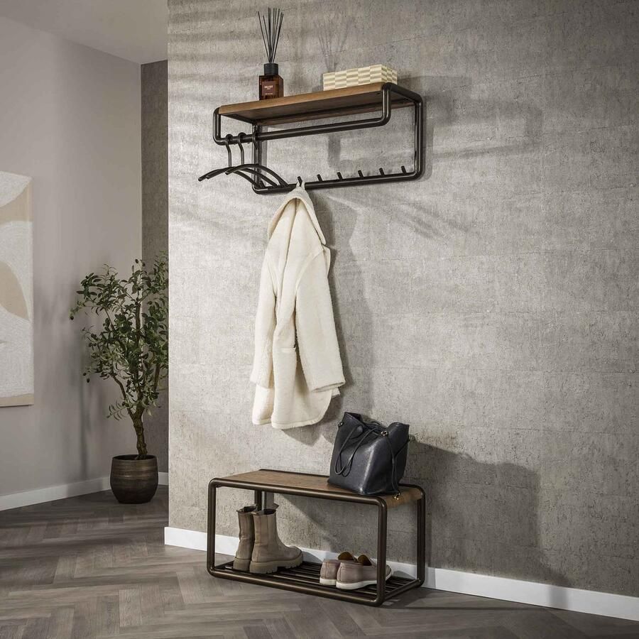 Giga Meubel Kapstok Luno Bruin Metaal 8-Haaks 80x30x33cm