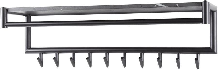 Giga Meubel Kapstok Roede Zwart Metaal 10 Haken 100x27x30cm