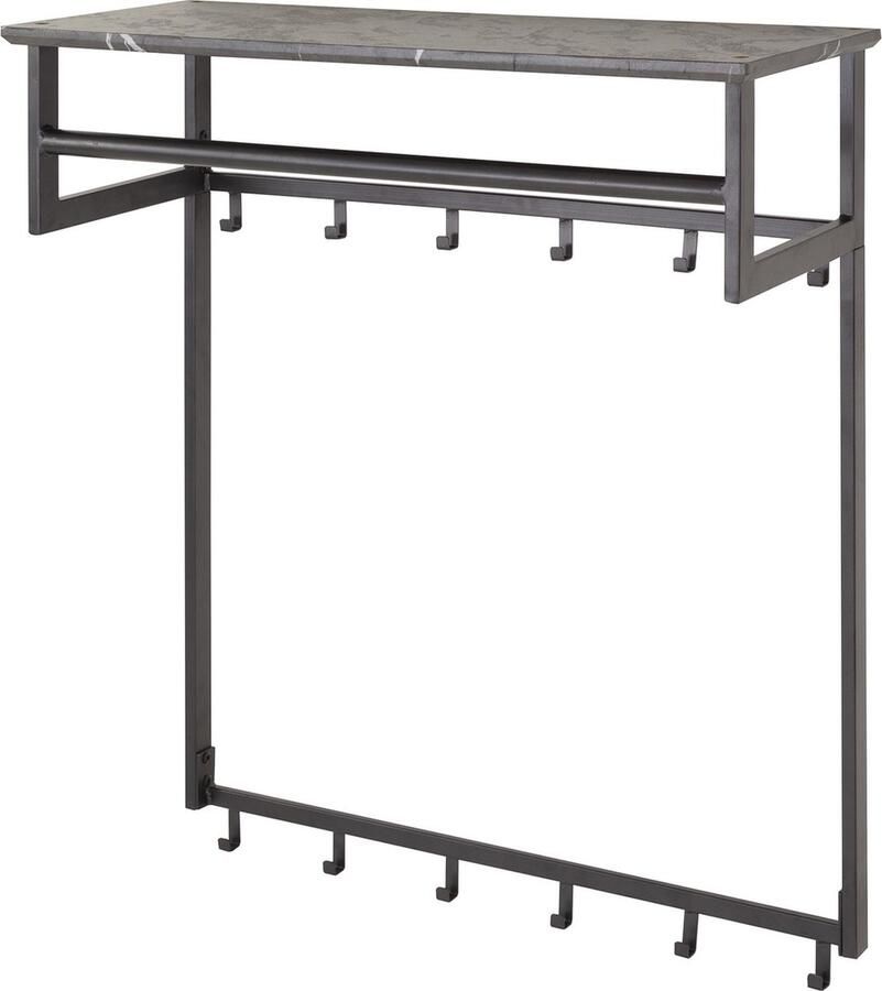 Giga Meubel Kapstok Roede Zwart Metaal 12 Haken 80x30x90cm