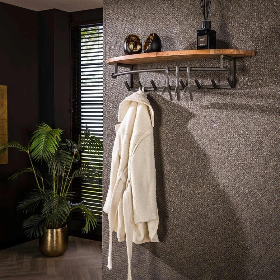 Giga Meubel Kapstok Naturel Acaciahout 8 Haken 100x30x20cm