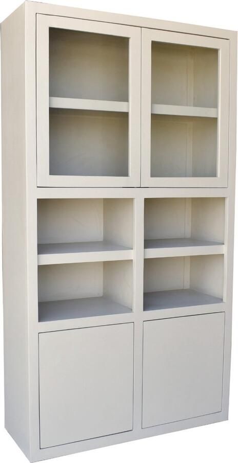 Giga Meubel Wandkast Beige Mangohout Glazen Deuren 120x45x220cm Xander - Foto 2