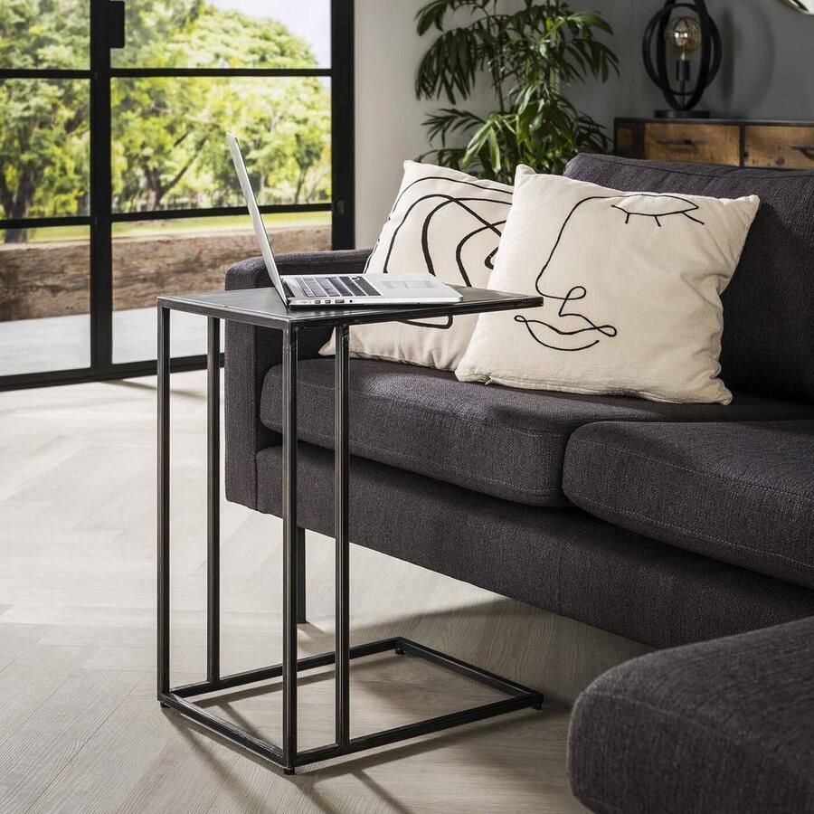 Giga Meubel Laptoptafel Metaal Zwart 35x45x60cm Tafel Blend
