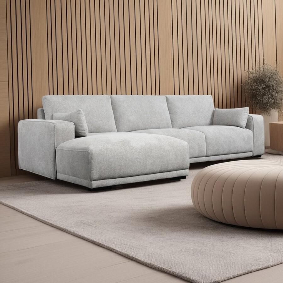 Giga Meubel Loungebank Links Grijs Stof 305x105x85cm Zitdiepte 64cm