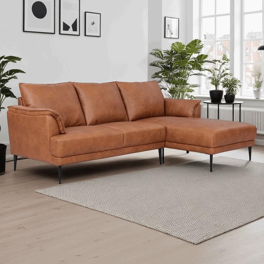 Giga Meubel Loungebank Rechts Tan Metaal Leer 233x155x88cm Soul - Foto 2