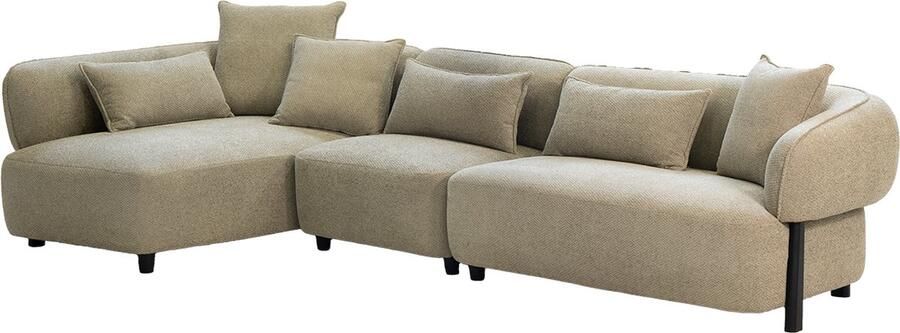 Giga Meubel Loungebank Taupe Stof Links 328x163x74cm Noud - Foto 2