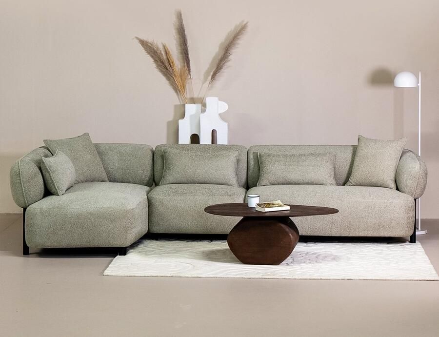 Giga Meubel Loungebank Taupe Stof Links 328x163x74cm Noud