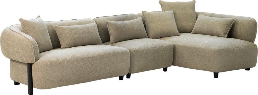 Giga Meubel Loungebank Taupe Stof Rechts 328x163x74cm Noud - Foto 2