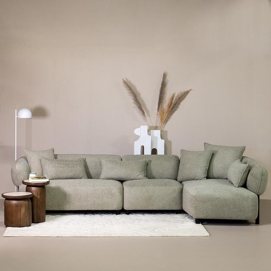 Giga Meubel Loungebank Taupe Stof Rechts 328x163x74cm Noud