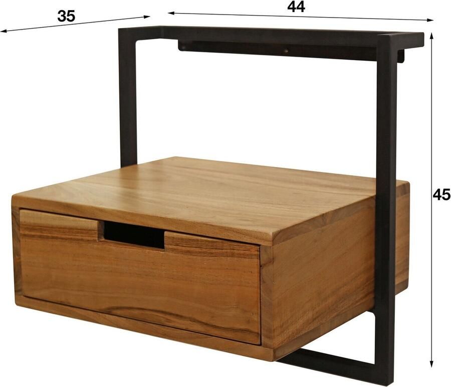 Giga Meubel Nachtkastje Hangend Acaciahout & Metaal Kast Air Solid - Foto 2