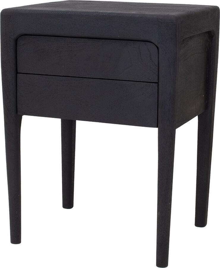 Giga Meubel Nachtkastje Zwart Mangohout 60cm 2 Lades Berend